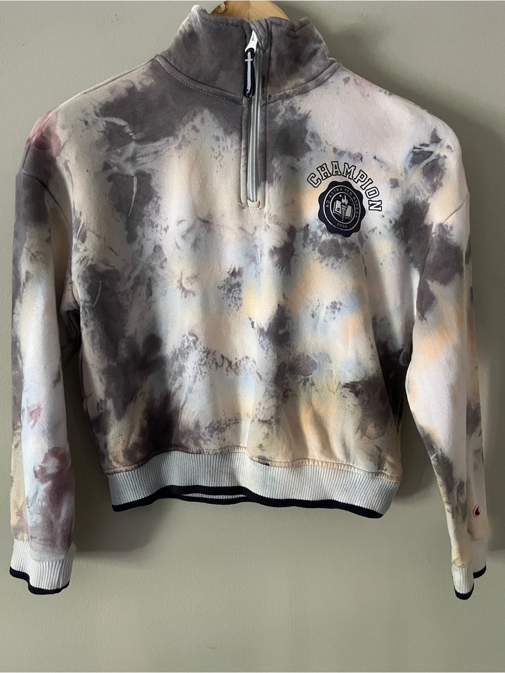 Champion Tie-Dye Half-Zip Sweater Jacket - Cream, Gray, Brown